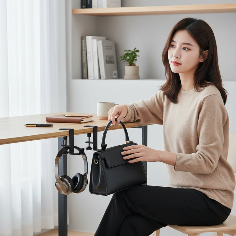 책상 가방걸이 클램프형 테이블 백팩 홀더 사무실 옆 가방 거치대 고정식 후크 걸이대