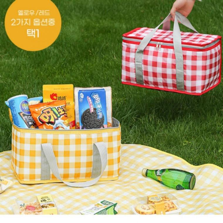 보냉백 체크 택1 35x20x20 보온용품 여름 보냉 주방