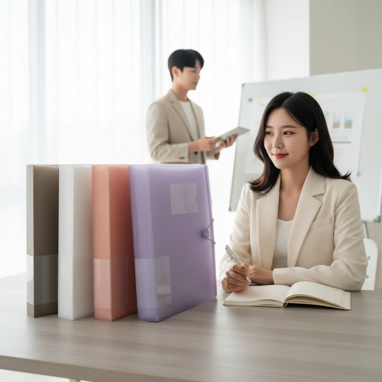 4단 서류 정리 바인더 파일 사무용 문서 보관 홀더 클리어 정리함 사무실 문구용품