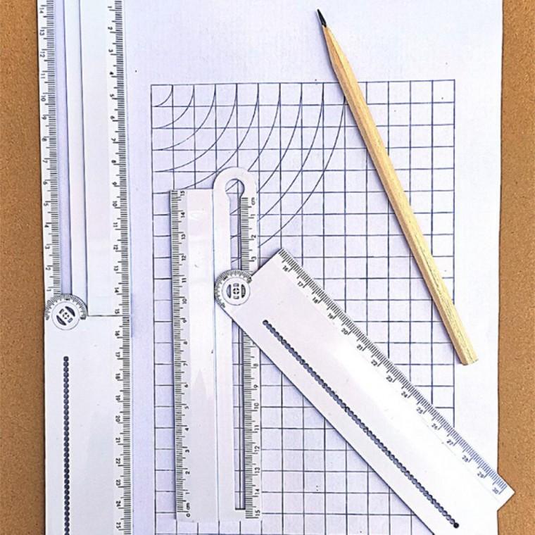 플라스틱 다기능 30cm 자 그리기 선긋기 자 다용도 멀티