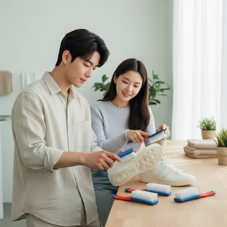 운동화 세탁솔 신발 찌든때 청소용 솔 구두 밑창 틈새 세척 다용도 욕실 바닥 청소도구 손잡이형 세척솔