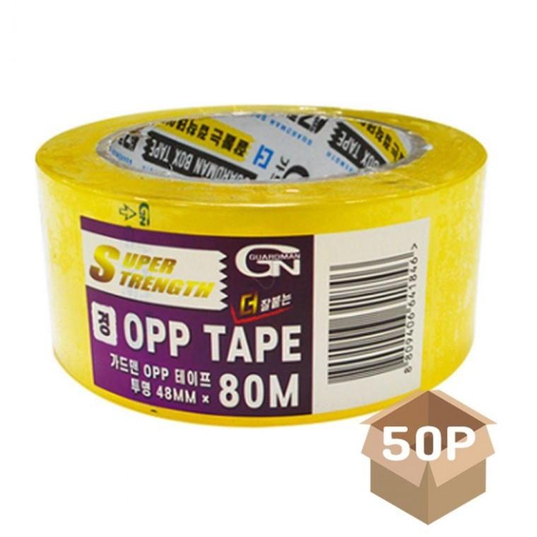 다용도 OPP 박스 테이프 경포장용 투명 80m 50P 택배 포장 송장 접착