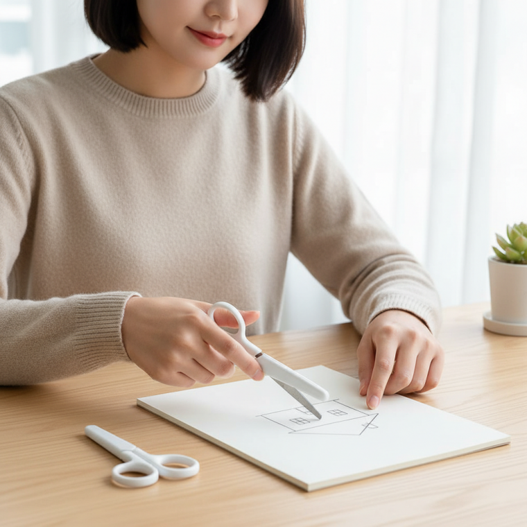 안전캡 씌운 미니 커터칼 휴대용 문구 가위 필통 속 소형 공예 접이식 보관 간편한 사무용 다용도