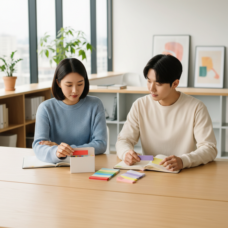 11색 인덱스플래그 다용도 책갈피 견출지 필기용 투명 색인 스티커 인덱스지 11색상 업무용 공부 문구