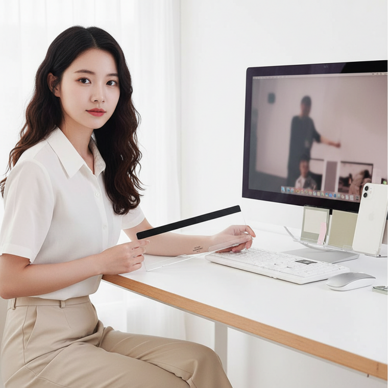투명 아크릴 모니터 메모보드 컴퓨터 책상 부착형 게시판 다용도 업무용 메모판