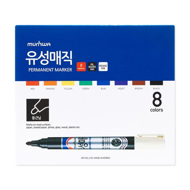 유성매직 8색 세트 둥근닙 마킹 유성마카 매직 다용도