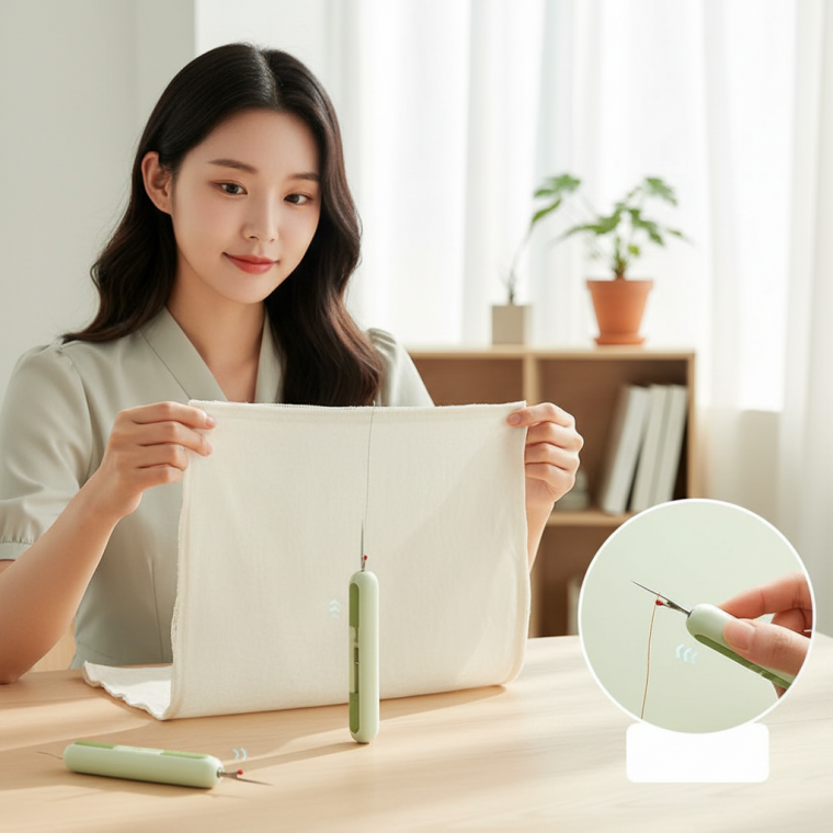 자동 실꿰기 도구 바늘귀 실넣기 기구 바늘땀 정리 실밥제거기 다용도 수예 부자재