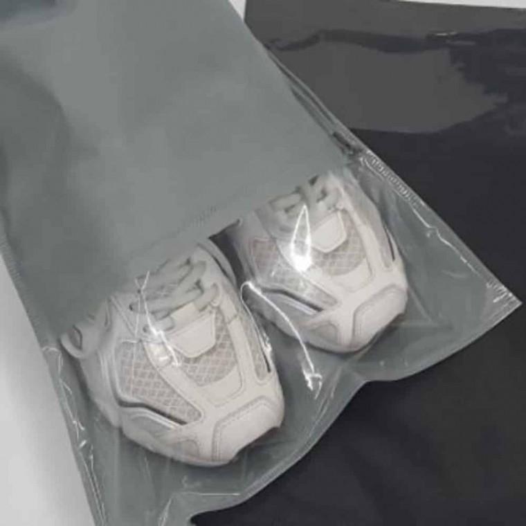 부직포주머니 신발보관파우치 신발파우치 더스트백 신발주머니 부직포 투명창 그레이
