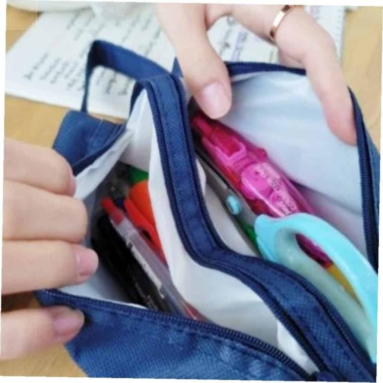 2단 지퍼 필통 네이비 예쁜필통 연필통 귀여운문구
