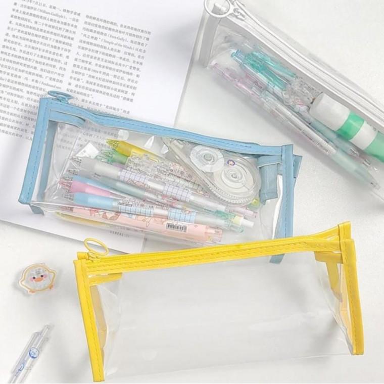 PVC 투명 비닐 필통 대용량 대형 빅사이즈 파우치 필통 투명필통 고등학생 대학생