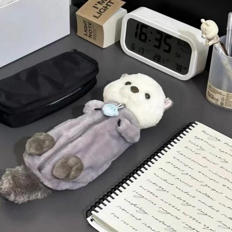 귀여운 해달 필통 캐릭터 동물 필통 넉넉한 인형 수달 문구