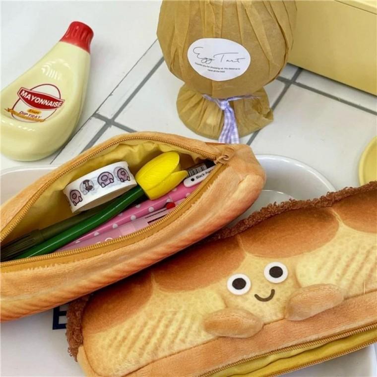 귀여운 식빵 필통 캐릭터 바게트 필통 빵집 모양 인형 파우치