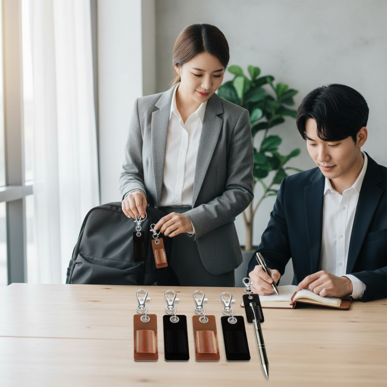 3P 고급 가죽 필통 휴대용 볼펜 파우치 슬림 필기구 케이스 단체 기념품 증정용