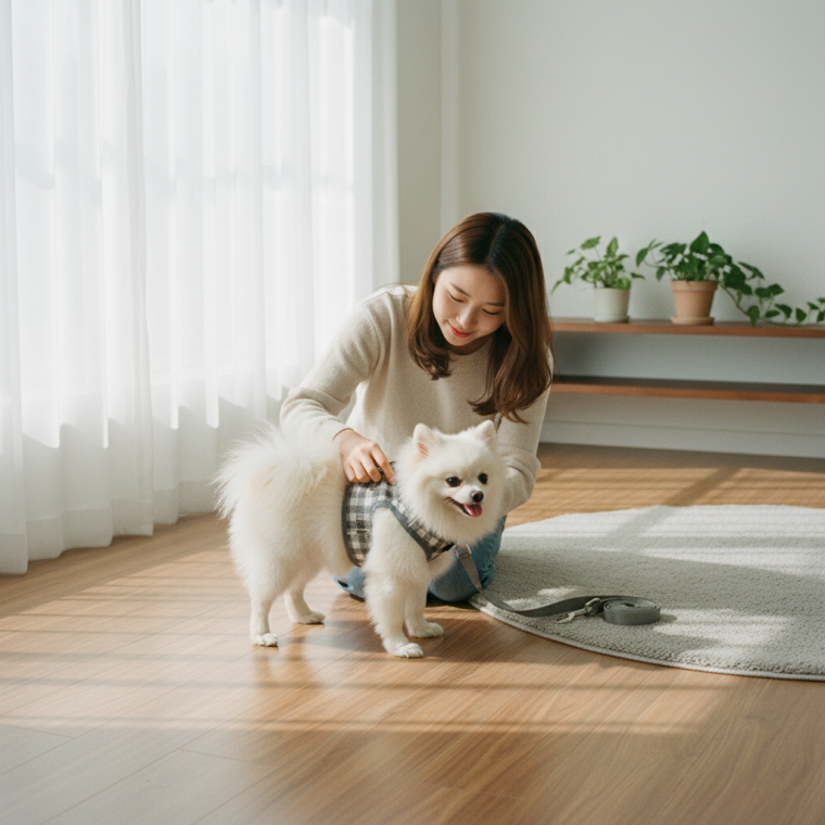 강아지 조끼 하네스 소형견 산책 가슴줄 리본 디자인 가벼운 애견용품