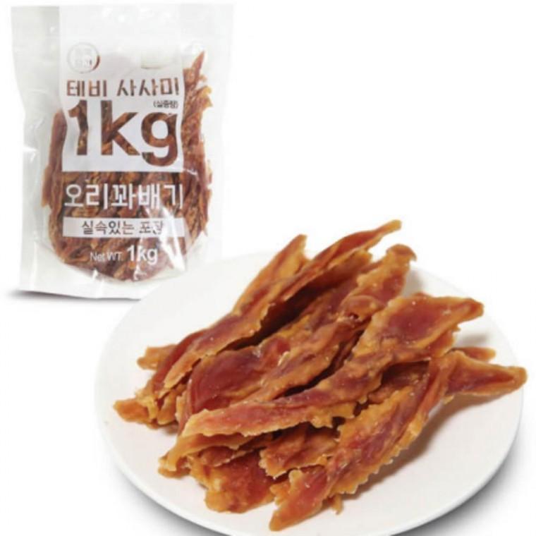 테비 사사미 오리바 슬라이스 1kg 대용량 강아지 애견 간식 훈련용