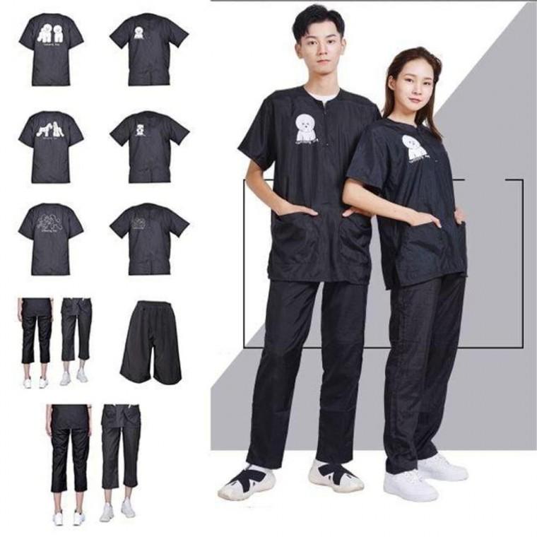 애견 미용사 반팔 바지 미용복 남여공용