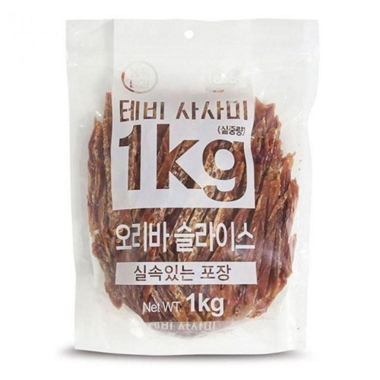 테비 사사미 실속포장 오리바 슬라이스 1kg 애견 간식