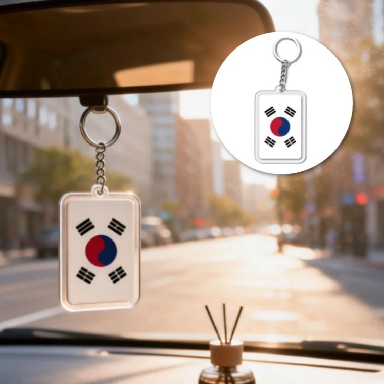 애국 상징 디자인 사각 태극기 키링 가방 장식 키홀더