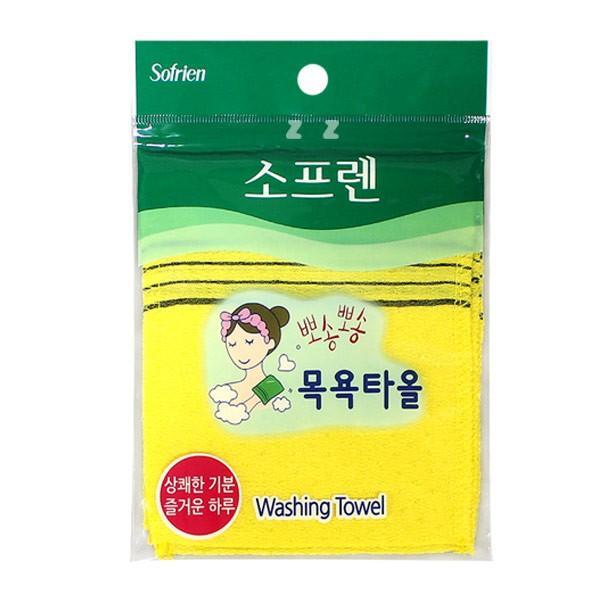 소프렌 목욕타올 3매 SF2051 -PP/때타올/때타월/목욕타올/초록색때밀이/샤워타올
