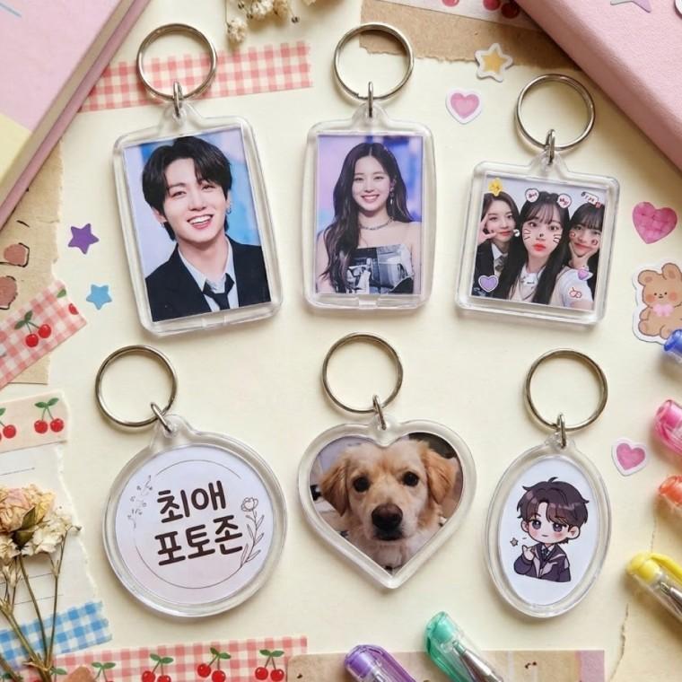 아이돌 최애 프레임 사진 키링 아크릴 액자 포카 홀더 증사 증명사진 키링 포토카드 다이어리 꾸미기