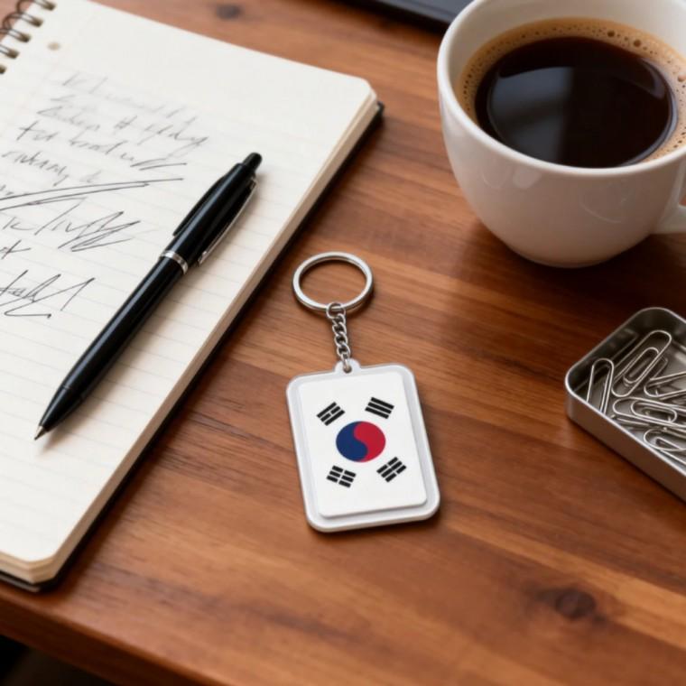 태극기 디자인 사각 태극기 키링 가방 걸이 열쇠고리