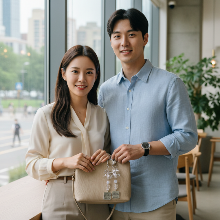 가방 꾸미기 스트랩 파우치 장식용 4개 풍경 커플 가방 키링