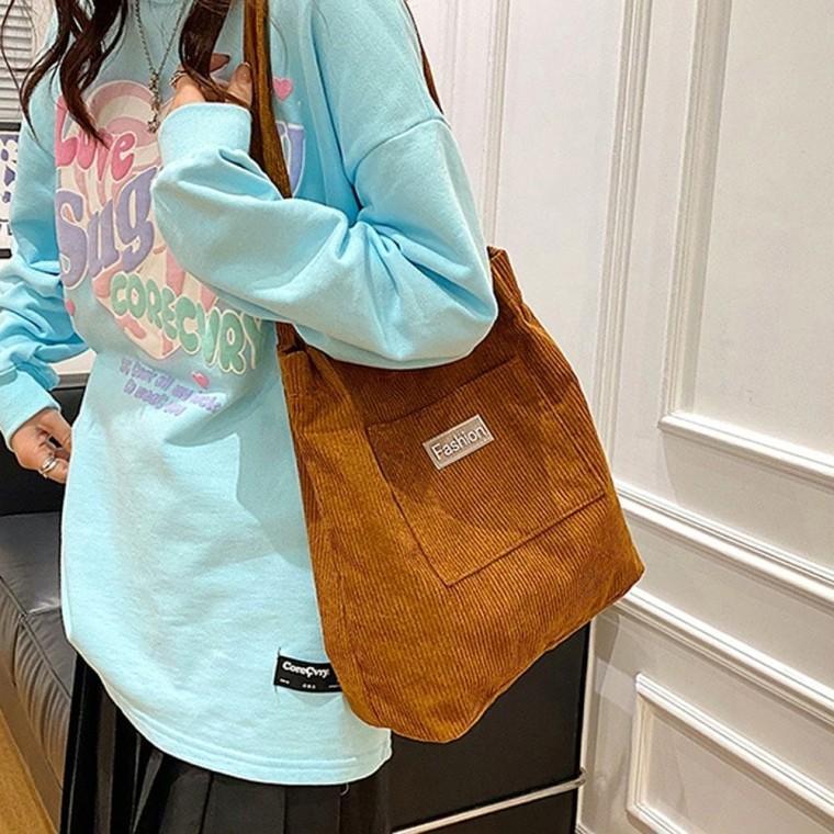 골지 데일리 숄더백 여성 코듀로이 에코백 포함 키링