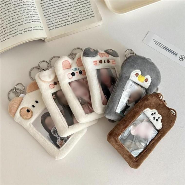 고양이 털 포토 카드 홀더 곰돌이 포카 홀더 캐릭터 키링