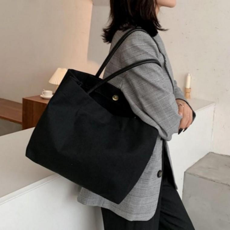 여성 데일리 캔버스 손가방 블랙 쇼퍼백 에코백 숄더백 토트백