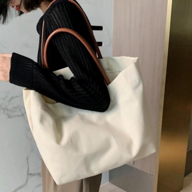 여성 캐주얼 캔버스 쇼퍼백 화이트 숄더백 에코백 패션 토트백