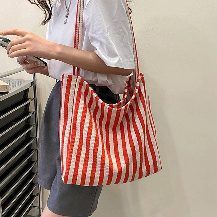 수납력 스트라이프 숄더백 여자 좋은 에코백