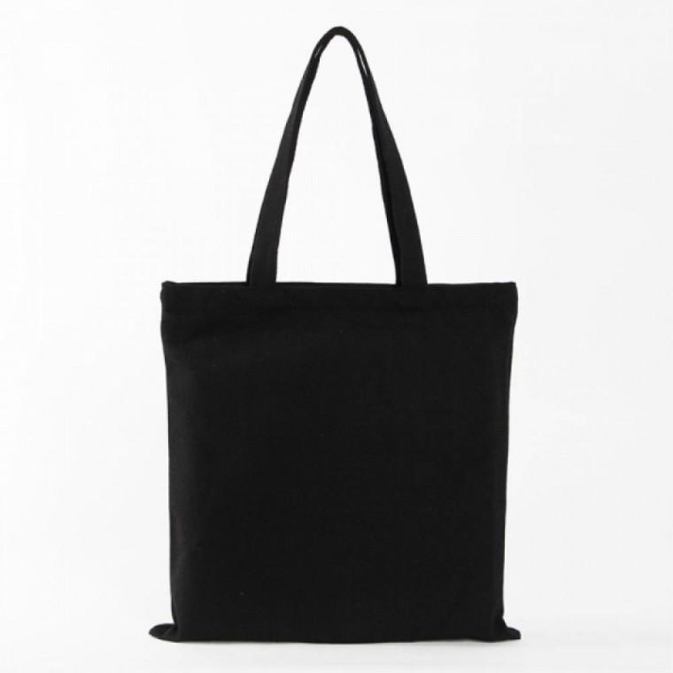 포켓 캔버스 무지 검정색 에코백 34x36cm 여친패션