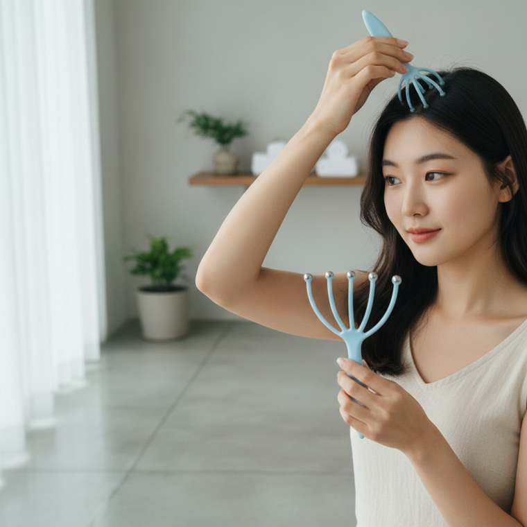 두피 마사지기 셀프 머리 지압기 혈점 자극 괄사 핸디형 두피케어 도구