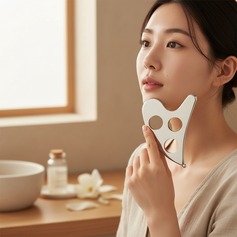 스테인리스 스틸 얼굴 괄사 마사지기 피부 리프팅 제거 안마 도구 미용 기구