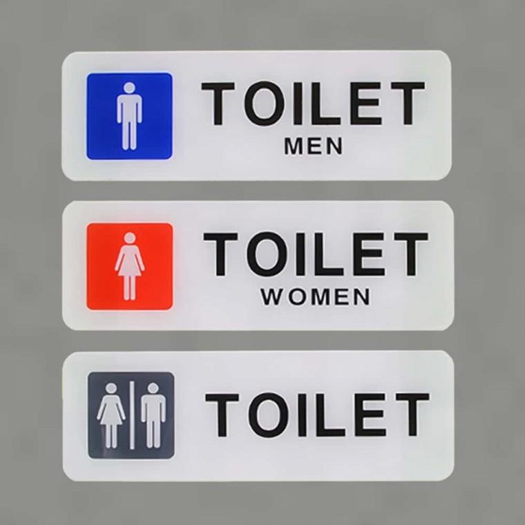 화장실 표지판 가로형 toilet 아크릴 안내판 욕실 부착식 사인 아크릴안내판