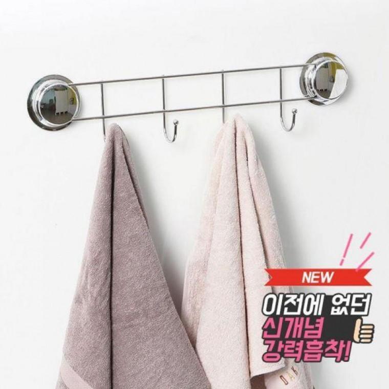 강력흡착 벽걸이 후크 4개 세트 수건 욕실 주방 다용도 무타공 소품