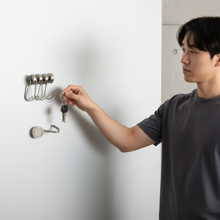 강력한 네오디움 자석후크 20MM 벽걸이 만능 고리 주방 욕실 다용도 걸이