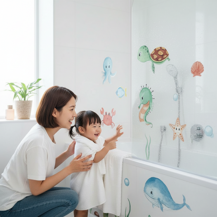 바다동물 욕실 유리창 시트지 방수 데코 스티커 놀이방 창문 꾸미기 인테리어 소품