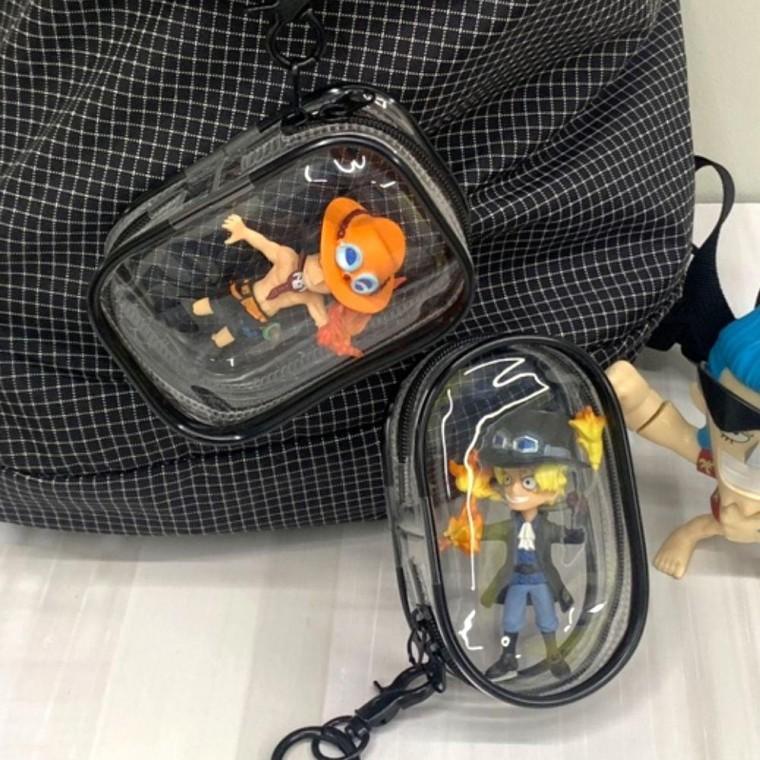 투명 PVC 솜인형 파우치 사각 블랙 형파 가챠 투명가챠