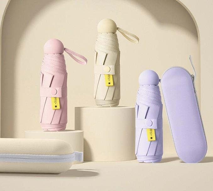 귀여운 초경량 미니 우산 양산 접이식 암막 휴대용 파우치 케이스 선물 로고 인쇄 판촉 홍보