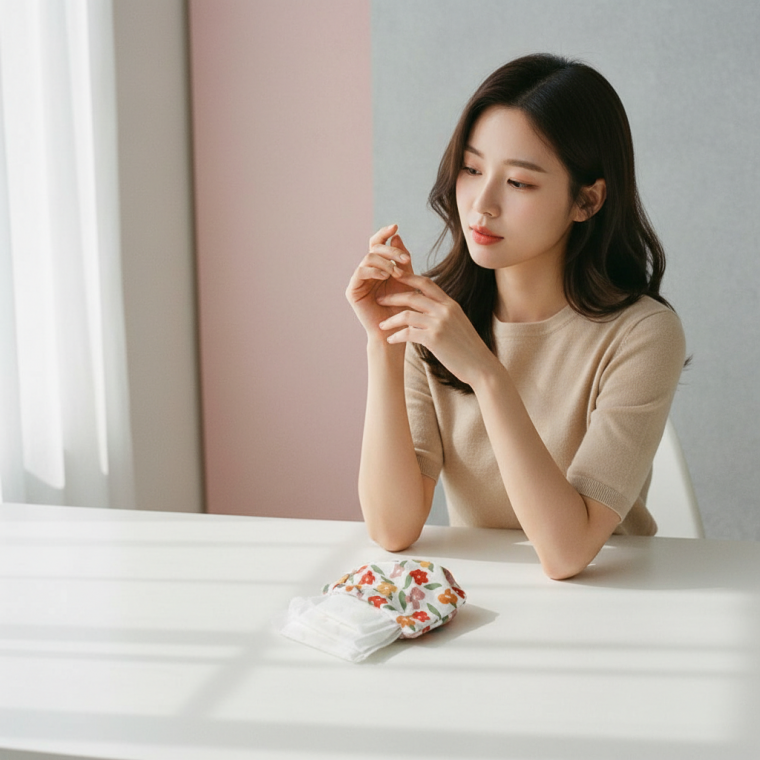 소형 원터치 파우치 립스틱 생리대 보관함 방수 동전 지갑