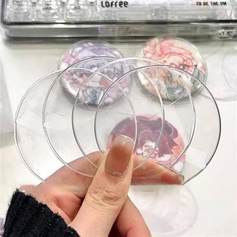 원형 캔뱃지 커버 58mm 투명 PVC 보호 파우치 굿즈 보관 정리 케이스