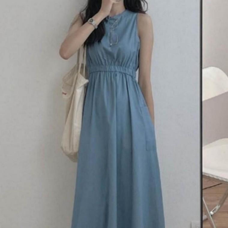 여자 민소매 셔링 여성 여름 드레스 원피스 데일리룩