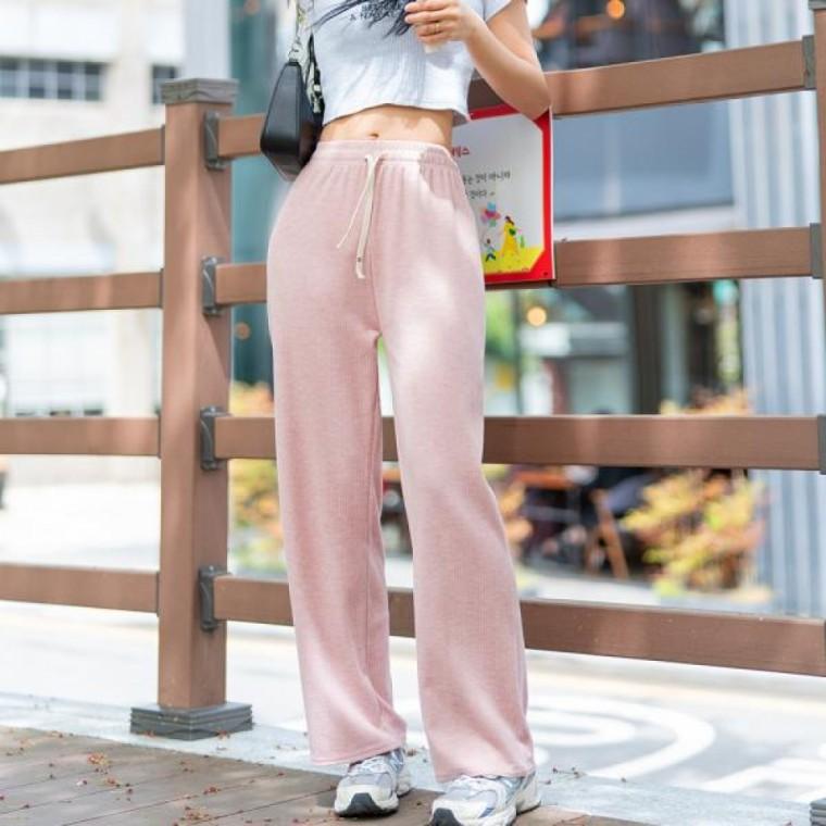 밴딩 여성 와이드 팬츠 데일리 여자 와이드 팬츠 코듀로이 여름