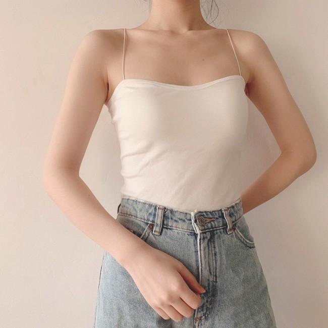 여성 슬림핏 끈나시 티셔츠 베이직 민소매 이너탑 여름 데일리 패션