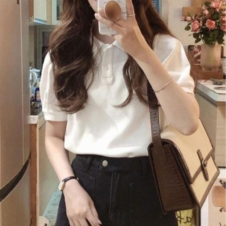 데일리 여름 피케이 PK 여자 루즈핏 티셔츠 반팔 퍼프