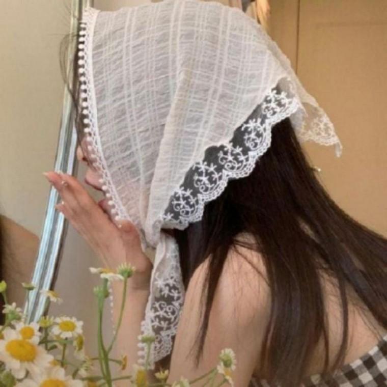 여성봄스카프 스카프 레이스 프릴 예쁜 헤어 밴드 쁘띠스카프 무지레이스스카프 미니 봄여름스카프 예쁜스