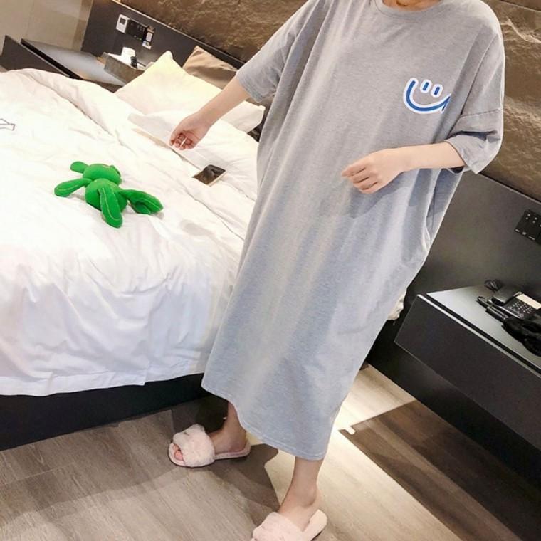 스마일 루즈핏 원피스 등원패션 롱 여성 여름 반팔