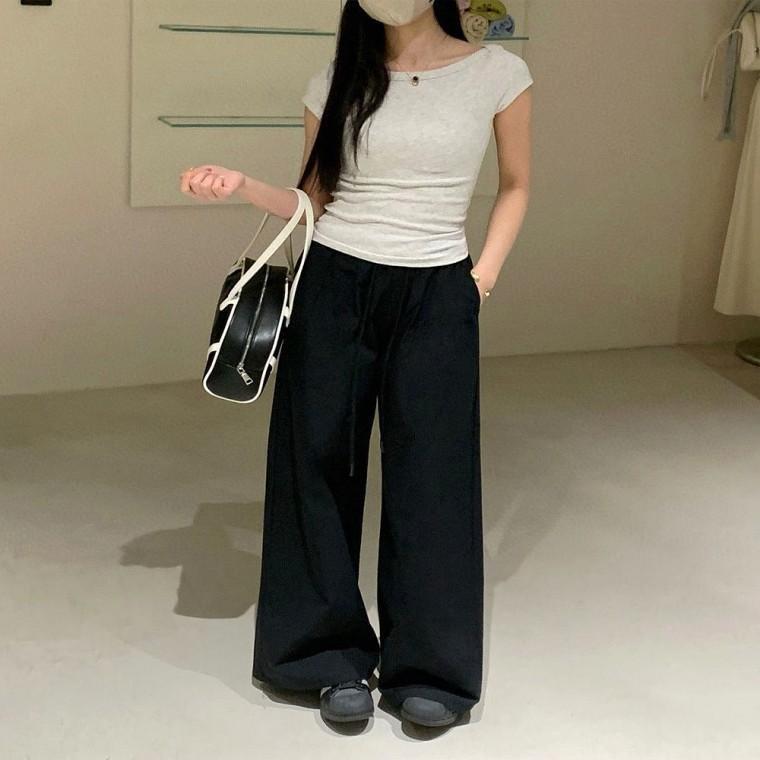 면바지 2컬 밴딩팬츠 와이드핏 여름 여자 일자 시원한
