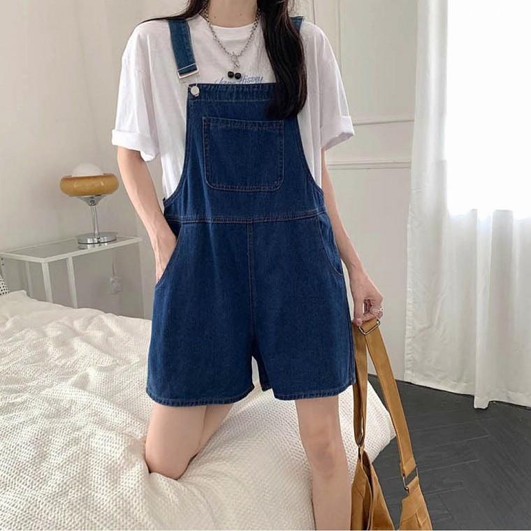멜빵바지 여름 진청 데님 여성 오버롤즈 청바지 점프